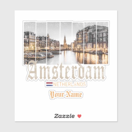 Amsterdam Niederlande Holland Vintage Souvenir Aufkleber (Blatt)