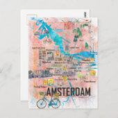 Amsterdam Niederlande Illustriert Karte mit Straße (Vorne/Hinten)