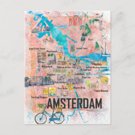 Amsterdam Niederlande Illustriert Karte mit Straße