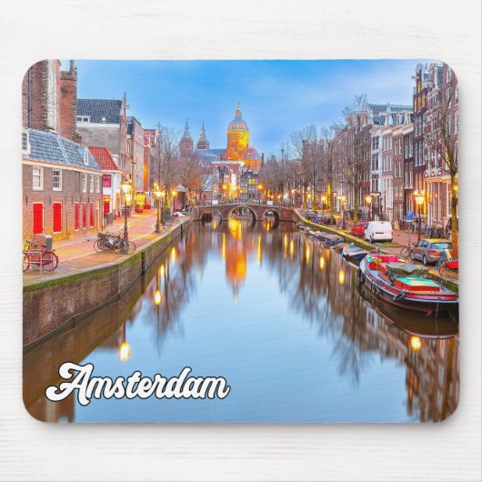 Amsterdam, Niederlande im frühen Abend Mousepad (Vorne)