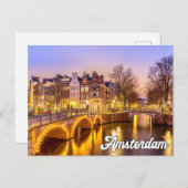 Amsterdam, Niederlande im frühen Abend Postkarte (Vorne/Hinten)
