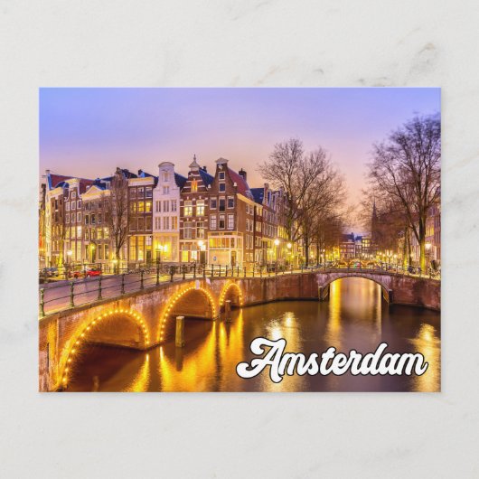 Amsterdam, Niederlande im frühen Abend Postkarte (Vorderseite)