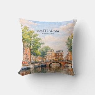 Amsterdam Niederlande Kanal Bunte Stadt Reise Kissen