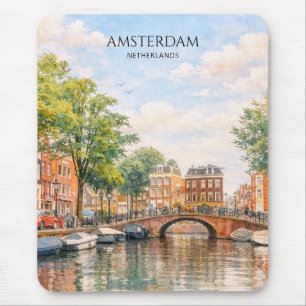 Amsterdam Niederlande Kanal Bunte Stadt Reise Mousepad