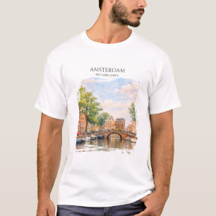 Amsterdam Niederlande Kanal Bunte Stadt Reise T-Shirt