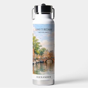 Amsterdam Niederlande Kanal Bunte Stadt Reise Trinkflasche