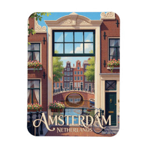 Amsterdam Niederlande Kanalhäuser Reise Magnet