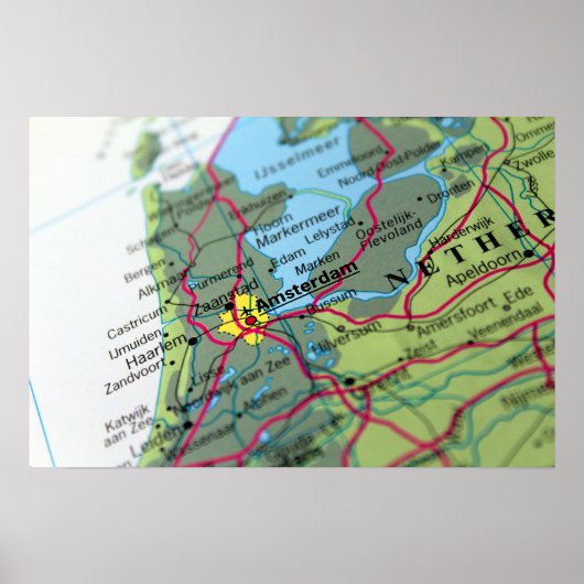 Amsterdam, Niederlande Karte Poster (Vorne)