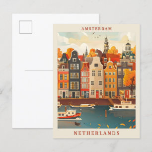 Amsterdam Niederlande Kunst Elegant Vintage Reise Postkarte