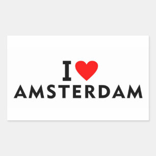 Amsterdam Niederlande Liebesstadt Herz wie Reisen Rechteckiger Aufkleber