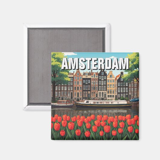 Amsterdam Niederlande Magnet (Vorderseite/Rückseite)