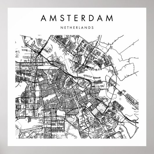 Amsterdam Niederlande Minimal Modern Street Map Poster (Vorne)