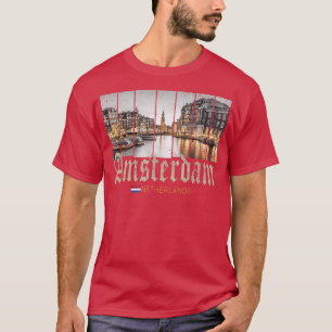 Amsterdam Niederlande nachts Holland Vintag sou T-Shirt