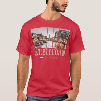 Amsterdam Niederlande nachts Holland Vintag sou T-Shirt