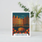 Amsterdam Niederlande Night Travel Bicycle Postkarte (Stehend Vorderseite)
