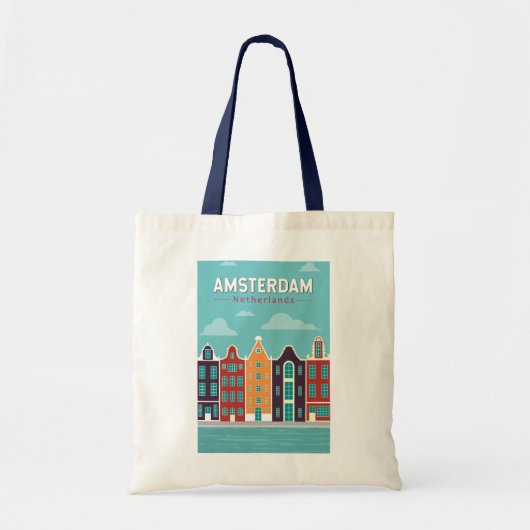 Amsterdam Niederlande Reise Kunst Vintage Tragetasche (Vorne)