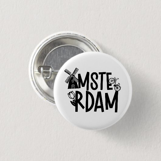 Amsterdam Niederlande Reise Souvenir Button (Vorne & Hinten)