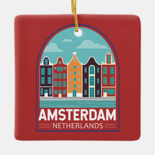 Amsterdam Niederlande Reisen Vintag Keramikornament (Vorderseite)
