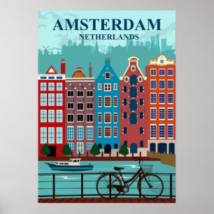 Amsterdam Niederlande Reiseplakat Poster