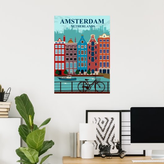 Amsterdam Niederlande Reiseplakat Poster (Heimbüro)