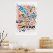 Amsterdam Niederlande Reiseplan Poster (Küche)
