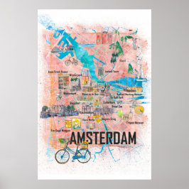 Amsterdam Niederlande Reiseplan Poster