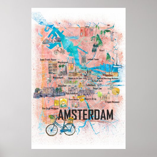Amsterdam Niederlande Reiseplan Poster (Vorne)