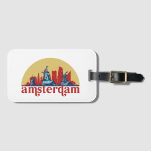 Amsterdam Niederlande Retro City Skyline City Gepäckanhänger