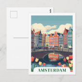 Amsterdam Niederlande Retro Travel Bicycles Postkarte (Vorne/Hinten)