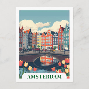 Amsterdam Niederlande Retro Travel Bicycles Postkarte
