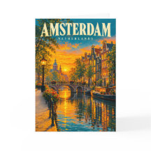 Amsterdam Niederlande Sonnenuntergang Kanal Vintag