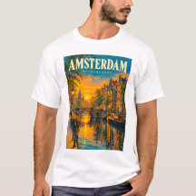 Amsterdam Niederlande Sonnenuntergang Kanal Vintag