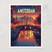 Amsterdam Niederlande Vintag Illustration Travel Postkarte (Vorderseite)
