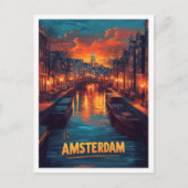 Amsterdam Niederlande Vintag Illustration Travel Postkarte (Vorderseite)