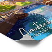 Amsterdam Niederlande Vintage Illustration Poster (Ecke)