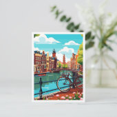 Amsterdam Niederlande Vintage Illustration Postkarte (Stehend Vorderseite)