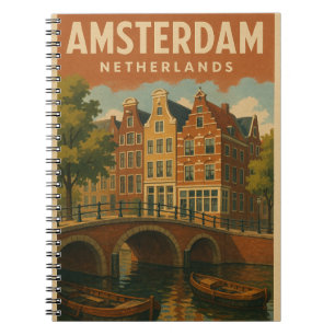 Amsterdam Niederlande Vintage Kanalansicht Notizblock
