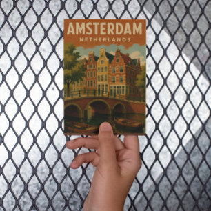 Amsterdam Niederlande Vintage-Kanalansicht Postkarte