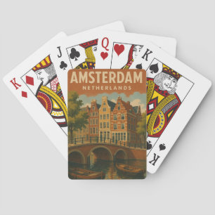 Amsterdam Niederlande Vintage-Kanalansicht Spielkarten