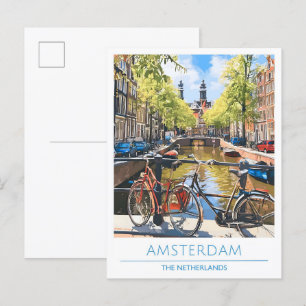 Amsterdam Niederlande Vintage Reise Postkarte