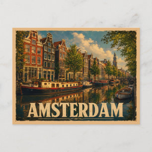 Amsterdam Niederlande Vintage Reise Postkarte
