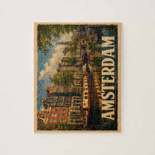 Amsterdam Niederlande Vintage Reise Puzzle