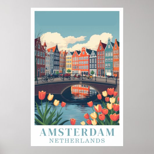 Amsterdam Niederlande Vintage-Reiseräder Kunst Poster (Vorne)