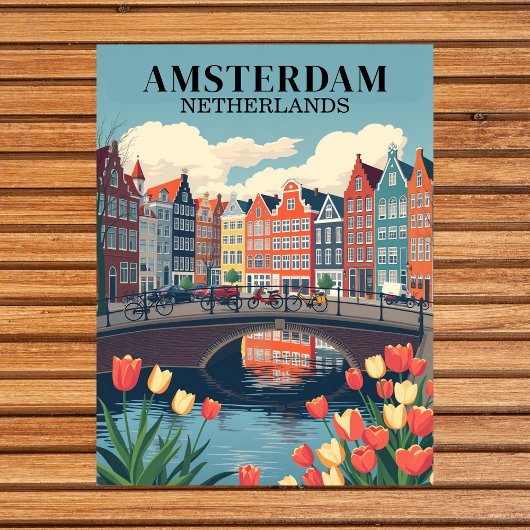 Amsterdam Niederlande Vintage Travel Bicycles Postkarte