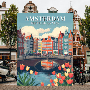 Amsterdam Niederlande Vintage Travel Bicycles Postkarte
