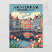 Amsterdam Niederlande Vintage Travel Bicycles Postkarte (Vorderseite)