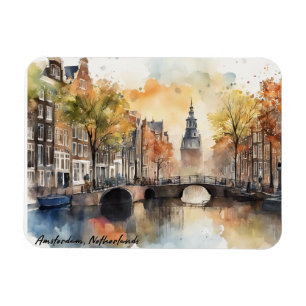 Amsterdam Niederlande Wassercolor Panorama View Magnet