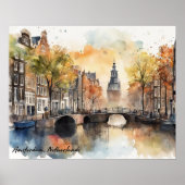 Amsterdam Niederlande Wassercolor Panorama View Poster (Vorne)