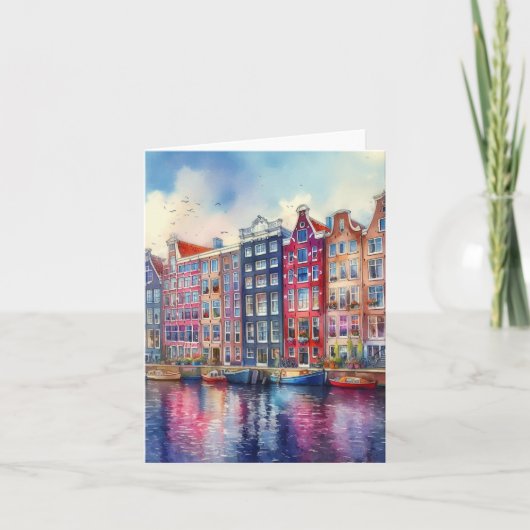 Amsterdam Niederlande Watercolor Karte (Vorderseite)