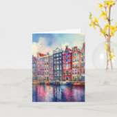 Amsterdam Niederlande Watercolor Karte (Gelbe Blume)